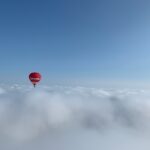 Hot Air Balloon flying over the clouds